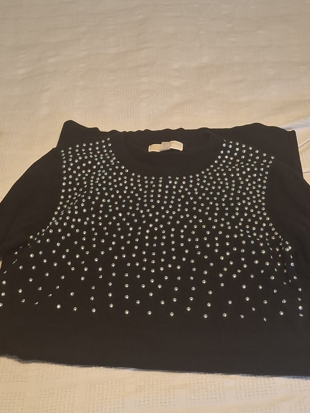 Michael Kors Black Crystal-Studded Sweater Tee